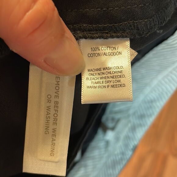 LOFT Black Cotton Chino Shorts, Flat Front, 4 - Picture 8 of 8